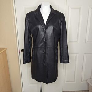 Adler Collection black 100% leather coat sz L